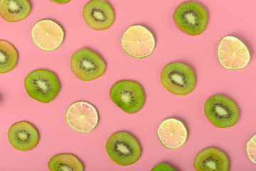 Naklejka na ściany i meble Food texture. Seamless pattern of fresh various fruits.