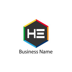 Initial HE Letter Logo Design