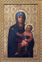 PRAGUE, CZECH REPUBLIC - OCTOBER 13, 2018: The icon of Mary the Mother of God in church kostel Svatého Václava by František Sequens from end of 19. cent. © Renáta Sedmáková