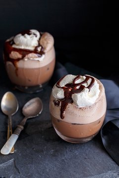 Close up of mocha frappuccino
