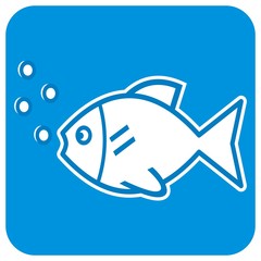 Fish at blue background, vector icon