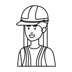 female builder constructor with helmet