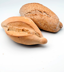 Bread rolls surrounded by white background 