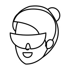 head female builder constructor with goggles