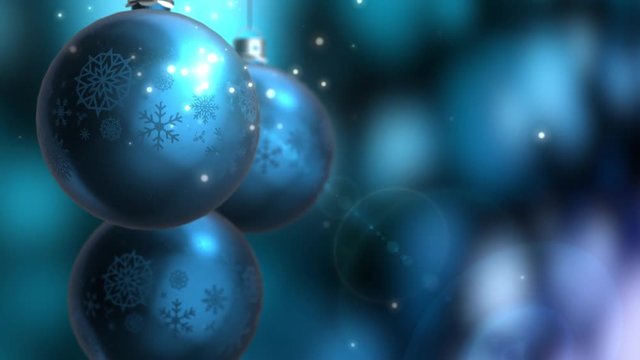 Christmas and New Year Decoration. Abstract Blue Blurred Bokeh Holiday Background. Christmas Tree Lights Twinkling.