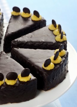 Semolina cake with a chocolate glaze