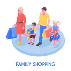 Family With Purchases Isometric Composition