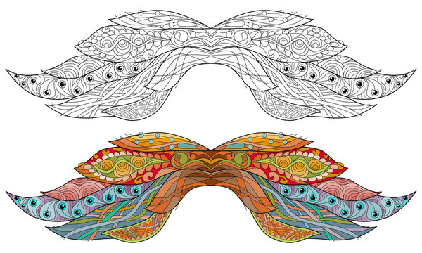 Mustache ornate sketch for your design. Drawing, floral