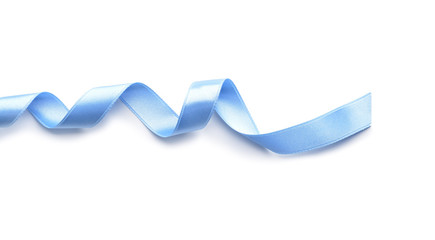 Beautiful blue ribbon on white background