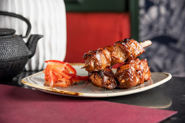 Filipino style pork skewer in a BBQ marinade