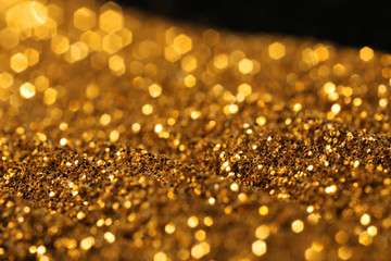 Golden glitters, closeup