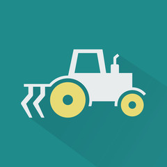 Silhouette icon tractor with plow