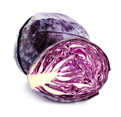 Fresh purple cabbage on color background