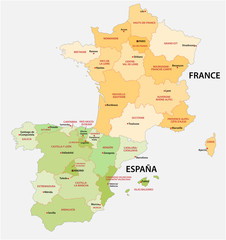 administrative and political map of spain and france in the respective national language