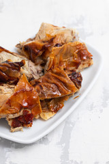 roasted pork on white dish