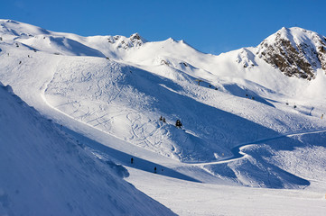Fototapeta na wymiar Winteraufnahmen im Skigebiet Ratschings-Jaufen in Nord-Italien