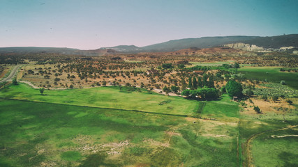 Fototapeta na wymiar Aerial view of open countryside in Torrey, Utah