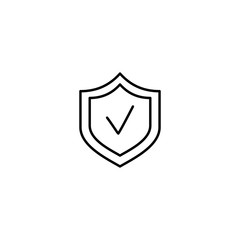 protection symbol; shield line black icon on white background