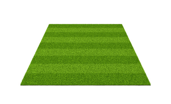 3d rendering of an isolated sports field with green grass on a white background.
