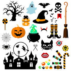 Set of Halloween design elements. Vector illustration.