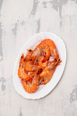 boiled shrimps on white dish