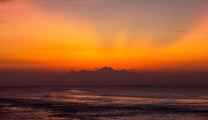 dawn in Bali, view of Lobbok island in indonesia, holiday vacation