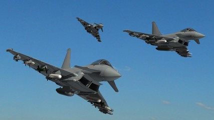military fighter jets - modern armed military fighter jets flys in formation