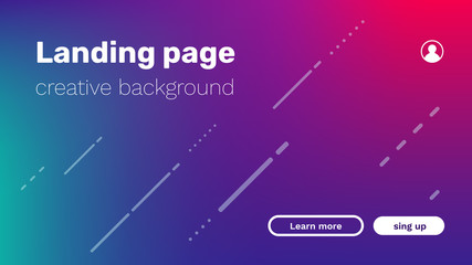 Abstract color gradient geometric background with line, header, text and button. Vector creative illustration of business minimal landing page.
