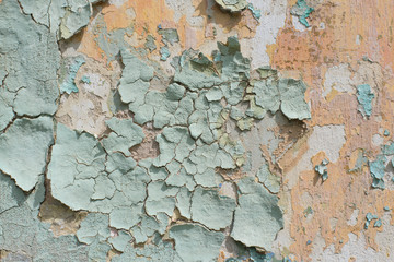 Close-up detail of cracked paint on wall.