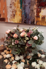 Wedding decoration with roses. Flower decorations. Modern wedding