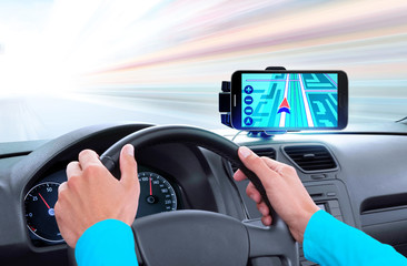 navigator on dashboard of car