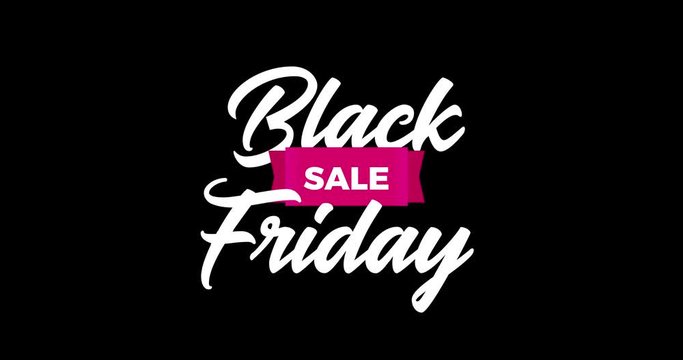 Black Friday Animation &ndash; Animated lettering for the best sale of the year on a transparent background in 4K. High  quality impressive intro for good offers and discounts. Isolated, Apple ProRes 4444