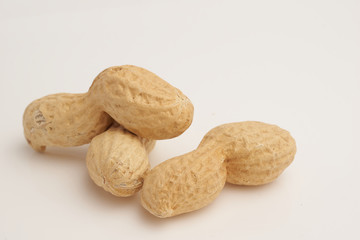 Peanut on white background macro