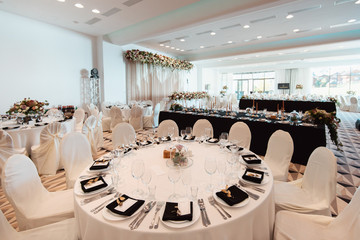 Wedding decor, interior. Festive. Banquet table