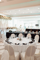 Wedding decor, interior. Festive. Banquet table