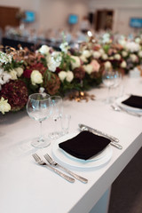 Wedding decor, interior. Festive. Banquet table