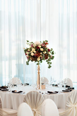 Wedding decor, interior. Festive. Banquet table