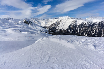 Obraz premium Winteraufnahmen im Skigebiet Ratschings-Jaufen in Nord-Italien