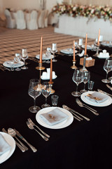 Wedding decor, interior. Festive. Banquet table