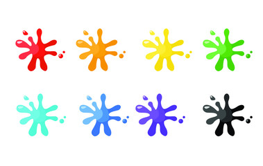 Ink spots: red, orange, yellow, green, blue, black