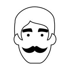 young man head with mustache avatar character