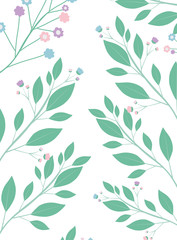 beautiful flowers and leafs decorative pattern