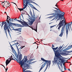Christmas seamless pattern.  Holiday Background. Watercolor Illustration.