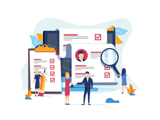 Human Resources, Recruitment Concept for web page, banner presentation, social media, documents cards and posters.