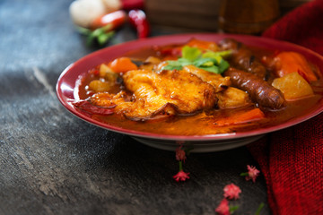 traditional moroccan dish couscous salad with Sausage