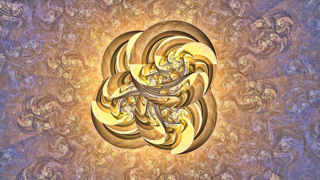 3d effekt - abstrakt fraktal gold grafik