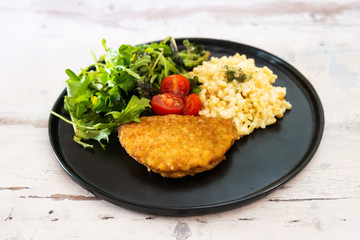 Cordon Bleu macaroni Pasta with salad