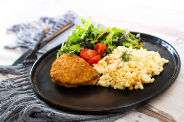 Cordon Bleu macaroni Pasta with salad