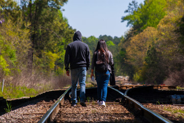 couple on railroad