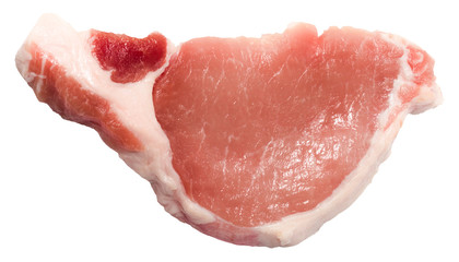 Fresh raw pork  steak isolated on white background with clipping path